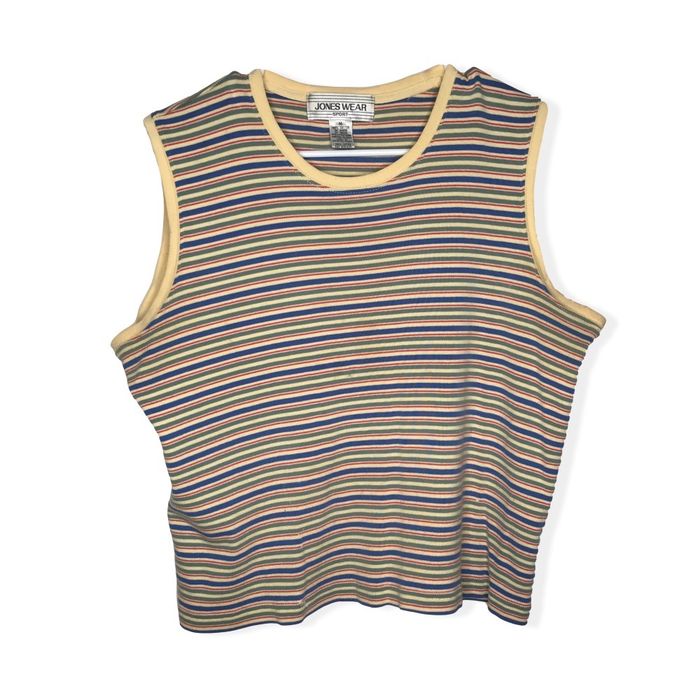 Vintage 90s Cotton Striped Tank Jones Wear Sport M - Picture 1 of 3